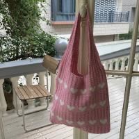 Lindo bolso de mano de verano de ganchillo con patrón de corazón para mujer, verano 2025, bolso grande todo, bolsos de playa grandes, bolso de hombro diario de alta calidad para el día a día, regalos para ella - details 0