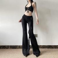 Elegante cinta negra rosa para mujer, recién llegado, pantalones acampanados con cinturilla para mujer - details 0