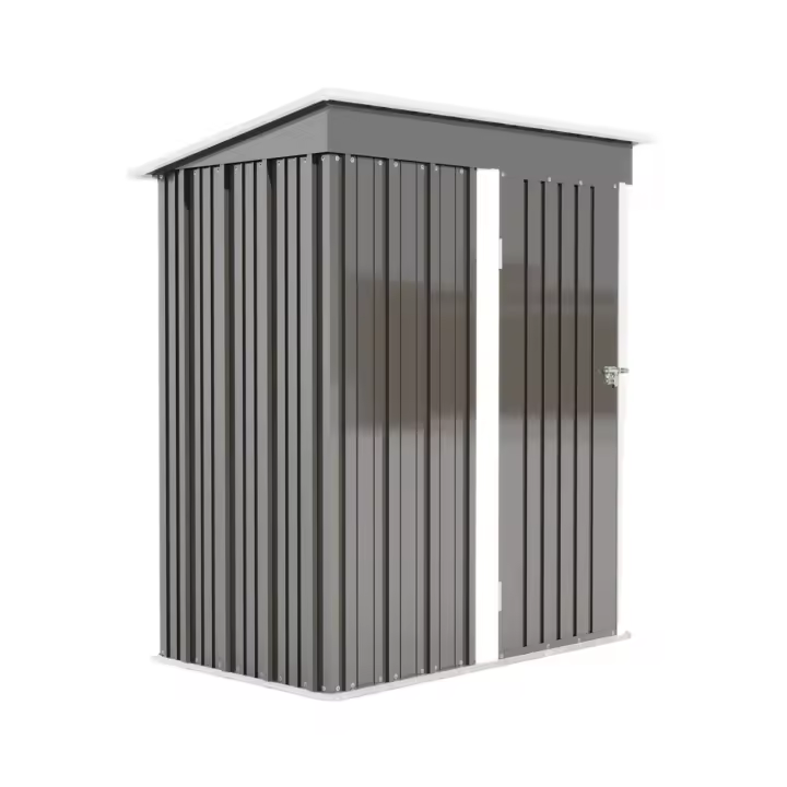 Geräteschuppen mit Schrägdach und abschließbarer Tür, Metallschuppen für Garten, Terrasse, Rasen, Carport, großer Metallgeräteschuppen, 155*86*180cm, grau. - 1