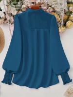 Blusa informal de talla grande para mujer, blusa de manga abombada de Color sólido, adecuada para oficina y exteriores, con un solo pecho, novedad de primavera y verano 2025 - details 37