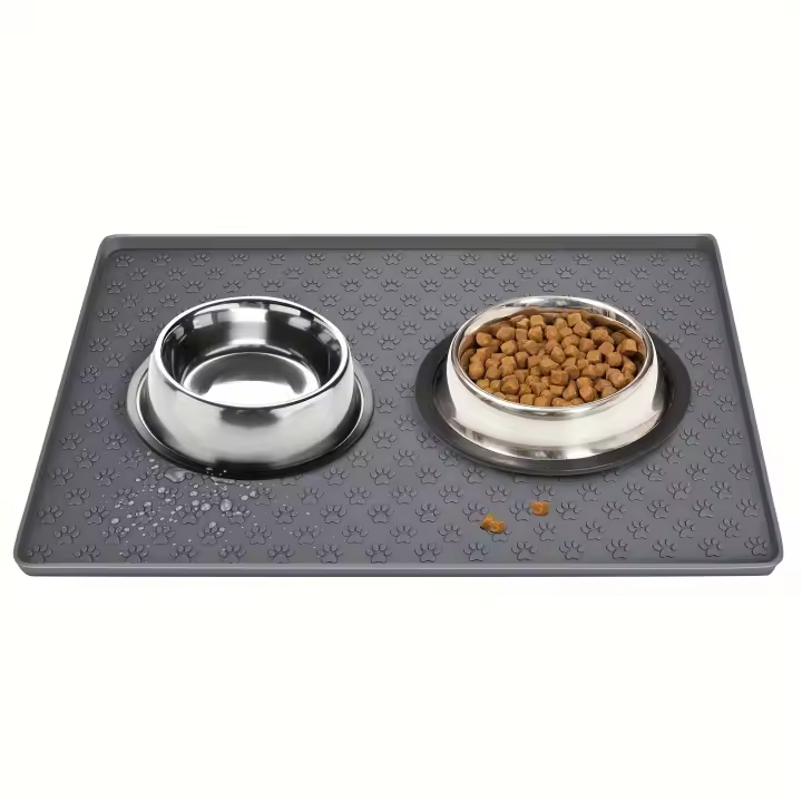Alfombrilla de Alimentos para Mascotas de Silicona Antideslizante Fácil de Lavar, Impermeable para Perros y Gatos - 1