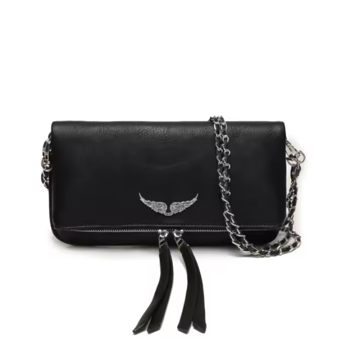 Bolso De Hombro Con Alas Negras Para Mujer, Cadena De Alas, Bolso De Cuero Cruzado Para Mujer - 1