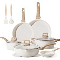 CAROTE Batería de Cocina de 9 Piezas, Antiadherente, Inducción, Incluye Sartén, Sartén para Guisar, Wok, Color Crema - details 0