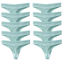 10PCS Conjunto De Bragas De Algodón Para Mujer Estilo Deportivo Y Sexy Transpirables Cómodas Y Suaves G-Strings En Rayas - details 15