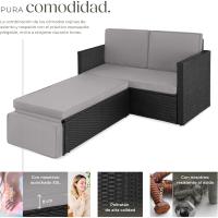 Sofá de Jardín con Taburete Conjunto Resistente a la Intemperie de Acero Muebles Exteriores - details 3