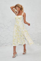 Vestido midi de satén con tirantes finos para mujer, abertura frontal, hueco - details 58