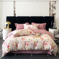 Svetanya Juego de Ropa de Cama con Diseño Floral Pastoral en Amarillo y Morado Tamaño Queen y King Algodón Egipcio Ajustable - details 15