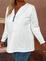 Camiseta con media cremallera para mujer, ropa de tendencia, camisetas de manga larga de talla grande, otoño/primavera - details 3