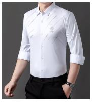 Transmisión en vivo de manga larga para hombre sin costuras para primavera, nueva camisa estampada informal y de negocios sin planchar, tendencia ligera - details 0