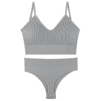 Sujetador deportivo de color sólido para mujer, ropa interior para gimnasio, yoga, entrenamiento atlético, suave, acolchado, 2 piezas - details 18
