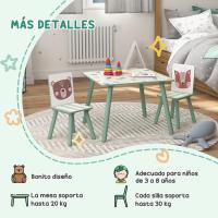 Juego de Muebles para Niños Pequeños Conjunto de Mesa y Sillas en Verde y Blanco para Dormitorio y Sala de Juegos Adecuado para Niños de 3-8 Años - details 6