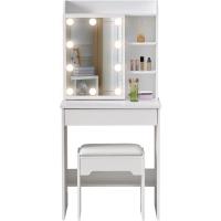 taburete, mesa de maquillaje con 7 estantes y 1 cajón grande para organizador de dormitorio - details 0