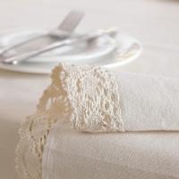 Mantel grueso de lino y algodón para Navidad, dobladillo de encaje blanco, empalme, lavable, para café, cena, banquete de boda - details 4