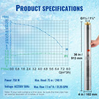 SucceBuy Bomba sumergible de pozo profundo, bomba de agua de acero inoxidable, para riego industrial y uso doméstico - details 9