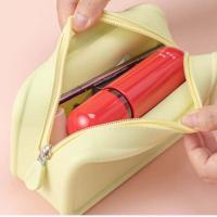 Morandi Color bolsa de cosméticos de silicona rectangular de gran capacidad bolsa de almacenamiento multifunción soporte para brochas de maquillaje monedero - details 3