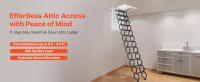 Escalera Retráctil para Ático SucceBuy, Capacidad de 299.37 kg, Compatible con Alturas de Techo de 259.08-286.51 cm, Abertura de 100.08 x 69.85 cm, Diseño de Acero Aleado Resistente con Barra de Tracción para Acceso al Ático o Techo - details 0
