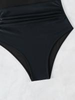 Bañador negro de una pieza para mujer, traje de baño de realce con Control de barriga, Tankini de una pieza - details 7