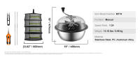 SucceBuy Recortadora de cuencos de hojas de 19 pulgadas, recortadora manual de brotes con cuchillas de acero inoxidable, cúpula transparente, rejilla plegable para secar hierbas - details 5