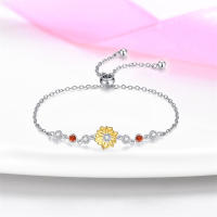 Pulsera de plata de ley 925 con dije de girasol simple y circonita, compatible con cuentas, dijes colgantes, joyería fina para mujeres y niñas. - details 2