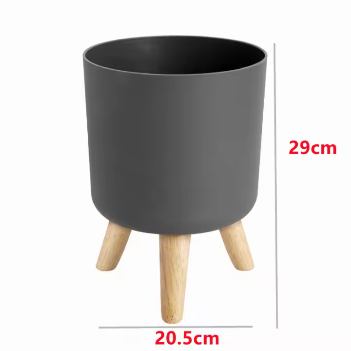 Maceta con soporte de madera para plantas, estante de exhibición para interiores, escritorio, decoración de sala de estar, maceta de flores de pie - 1