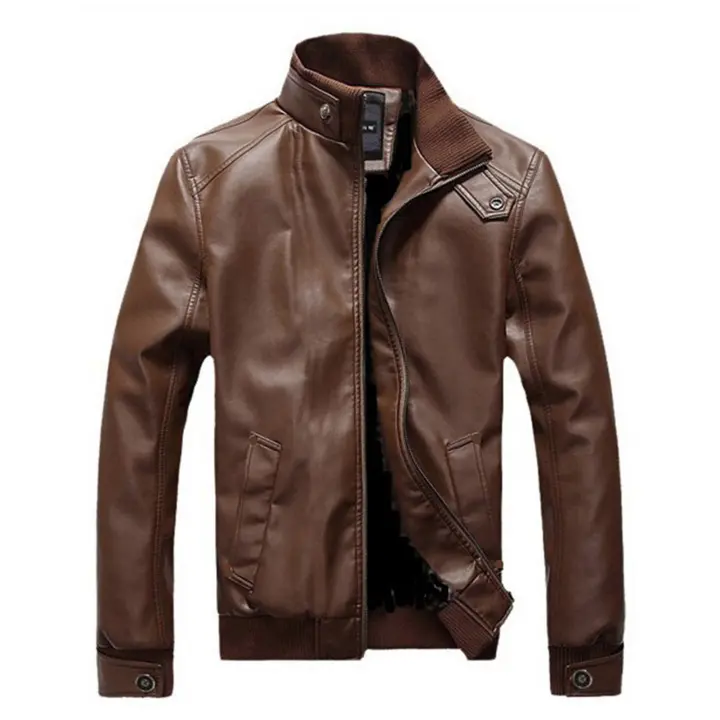 Chaqueta de cuero para hombre, chaqueta delgada de estilo Punk, los mejores regalos para el padre - 1