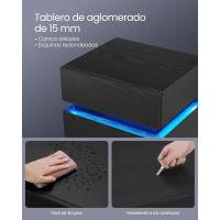 Mesita de Noche con Tira de Luz LED Multicolor Variable, 3 Cajones, Mesa Auxiliar, Estilo Moderno, 35 x 40 x 55 cm, Negro Efecto Madera LET0830B01 - details 24