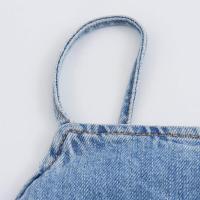BUNO-moda para mujer, Mini monos con cremallera y espalda descubierta azul vaquero, monos Vintage con tirantes finos y cuello cuadrado, monos elegantes para mujer - details 4