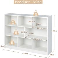 Estantería Infantil de 3 Niveles Organizador de Juegos de Madera Mueble Multiuso para Libros y Juegos 122 x 32 x 93 cm Blanco - details 2