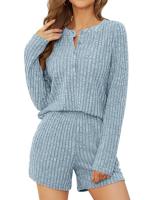 Conjunto de punto a rayas cepilladas de dos piezas para mujer, manga larga, color sólido, informal, otoño e invierno, 2024 - details 9
