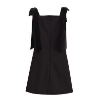 - Otoño nuevo vestido de fiesta corto elegante de moda femenina informal sin mangas con lazo para mujer - details 2