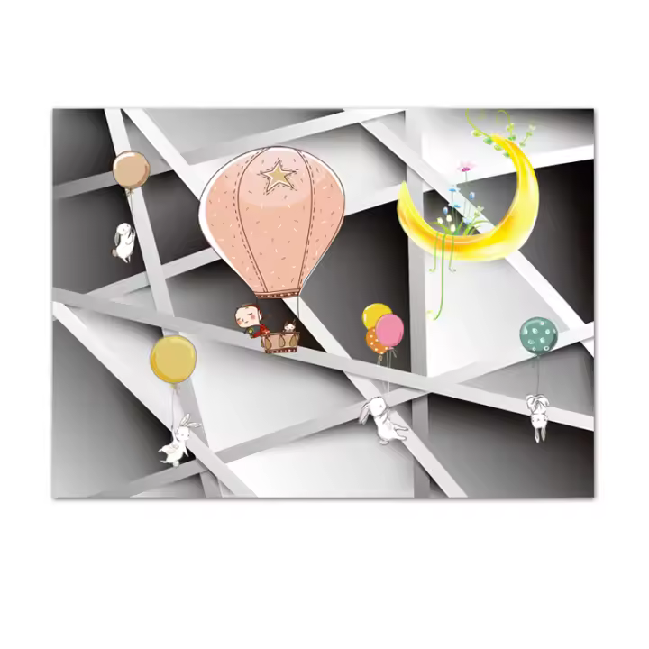 Papel Tapiz de Vinilo Autoadhesivo con Diseño de Globo Geométrico Personalizado Moderno para Sala de estar, Pieza de Panel de Decoración para el Hogar, Murales de Renovación de Muebles Interiores de Dormitorio Infantil para Niños - 1