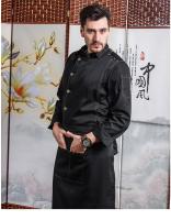 Uniforme de chef de algodón de mezclilla de alta calidad para hombre, ropa de trabajo de panadería de restaurante de cocina, chaqueta con delantal, abrigo de cocinero de servicio de alimentos - details 7