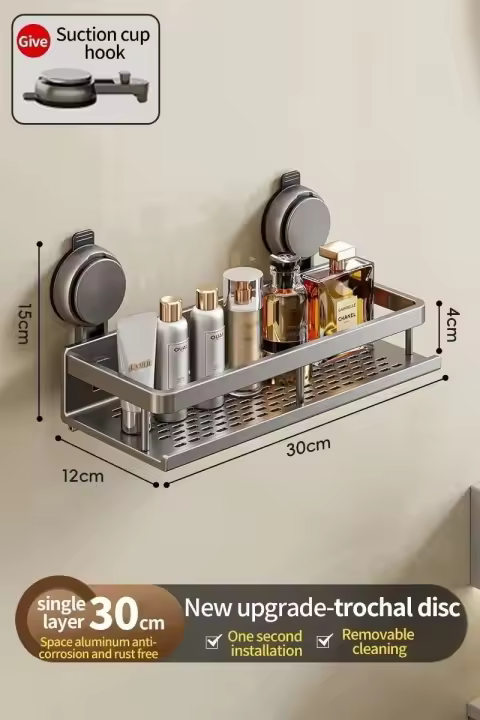 Iluminación con ventosa sin perforación, estante, lavabo, colgante, estante de iluminación para gel de ducha de baño - 1