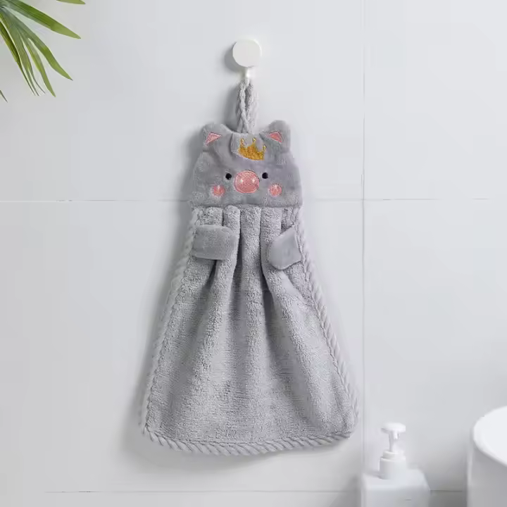 Toalla de cocina para el hogar, paño suave de terciopelo Coral, estilo coreano, dibujos animados - 1