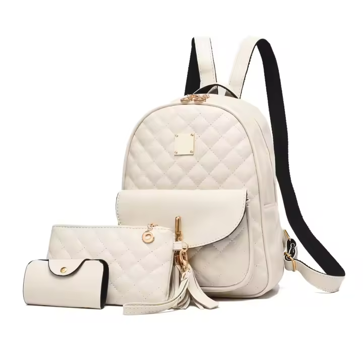 Mochila de Cuero PU para Mujer, Mochila Informal para Viajar, Trabajo Escolar, Bandolera, Conjunto de Mochila - 1