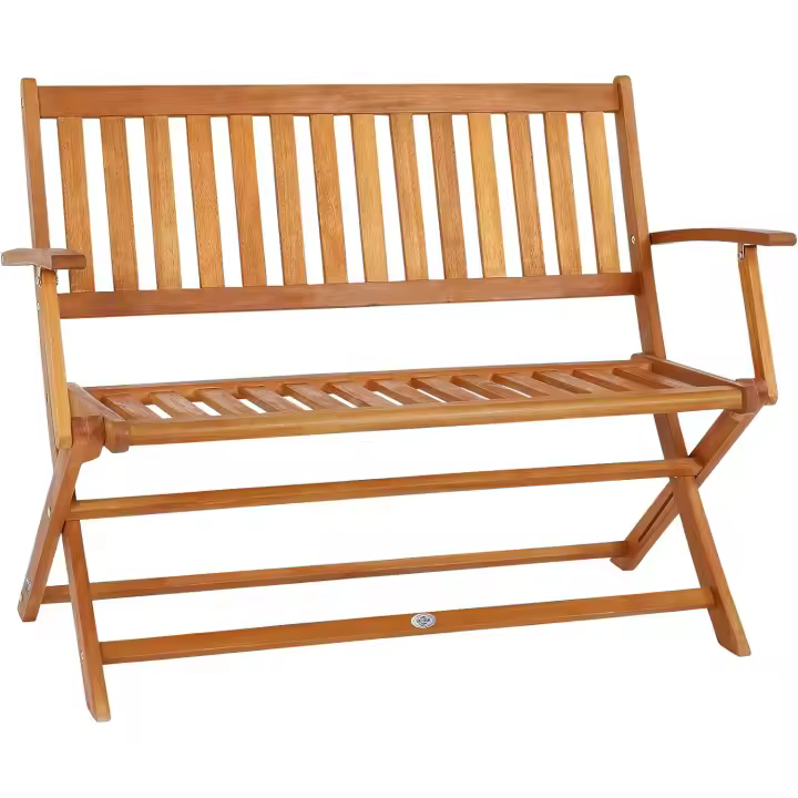 Banco de Madera de Eucaliptus 120x90x55 Banco de Jardín Plegable Certif. FSC Asiento 2 Plazas - 1
