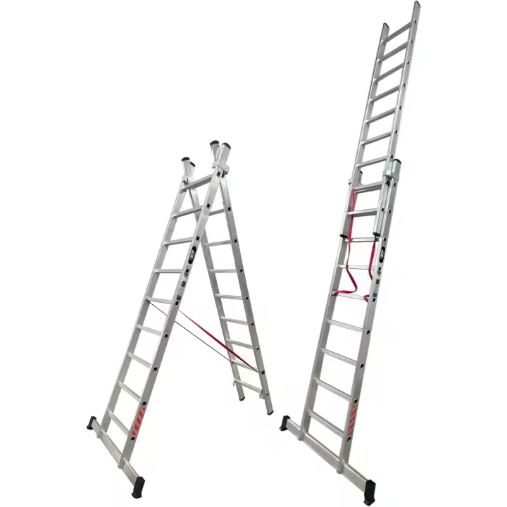 Escalera Extensible de Aluminio Transformable en Tijera de 2 Tramos 2,5+2,5 Metros - 1