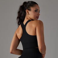 Nessaj-Sujetador deportivo sin costuras, top a prueba de golpes, cómodo Chaleco de gimnasio, color sólido, para entrenamiento, correr - details 8