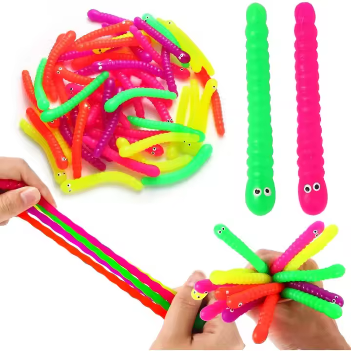50 piezas de violín elástico con cuerdas elásticas de colores, juguetes para estirar gusanos de violín con sensación infantil, regalos de fiesta para niños y niñas, rellenos de bolsas de dulces - 1