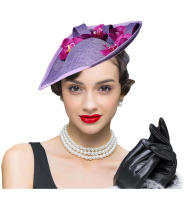 Sombrero de Fedora Floral de Lujo Accesorio de Cabello para Mujer para Fiesta de Cóctel, Derby, Bodas, Festivales de Caballo Limpieza Seca, Algodón Exterior, Poliéster Forro - details 3