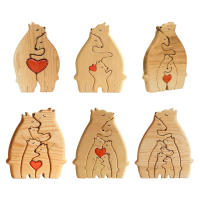 Rompecabezas de Arte de Madera de Familia de Oso Decoración de Navidad 2023 - details 2