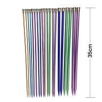 Agujas de Punto de Aluminio Largas para Tejer DIY Herramienta de Encuadernación de Suéteres y Bufandas Juego de 10 Pares de 35cm/25cm - details 0