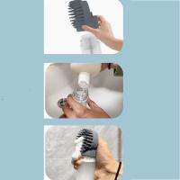 Cepillo de baño de silicona para perros, mango de agarre cómodo, dispensador de champú incorporado, cepillo de masaje para ducha de mascotas, cepillo de limpieza suave para perros - details 6