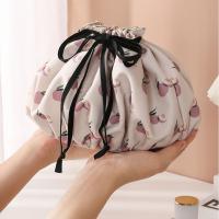 Bolsa de maquillaje con cordón de gran capacidad, bolsa de aseo de viaje impermeable con cordón, bolsa interior de clasificación con estampado de frutas - details 6