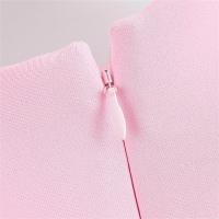 Vestido corto de verano rosa simplicidad con cuello redondo material de poliéster moda para mujer - details 11