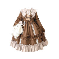 Lencería Lolita para mujer estilo Haruku japonés con volantes y mangas largas vestido de muñeca informal con cintura imperio talla - details 26
