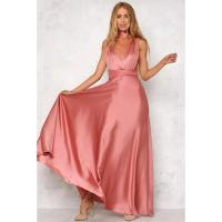 Vestido largo de seda de Color sólido profundo de Amazon, vestido de noche sin mangas de nuevo estilo de verano para mujer para banquetes - details 1