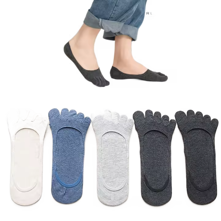 Calcetines Calcetines invisibles de verano para hombre, calcetines de malla de algodón, calcetines de cinco dedos, calcetines de cinco dedos - 1