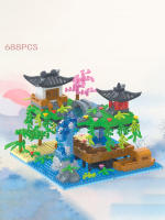 Peach Blossom Pond Building Block Girl's Chinese Style Series Assembly Particle High difficulty Puzzle Assembly Toy - details 1
