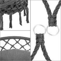Silla Colgante 2 Cojines Asiento Ø65cm hasta 150Kg Tejido Antracita Hamaca Columpio Exterior Interior - details 6